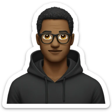 dude with black hoodie and glasses squinting eyes sticker