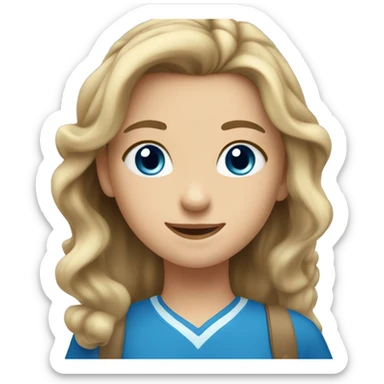 Girl with dark blonde hair and blue eyes happy at school sticker