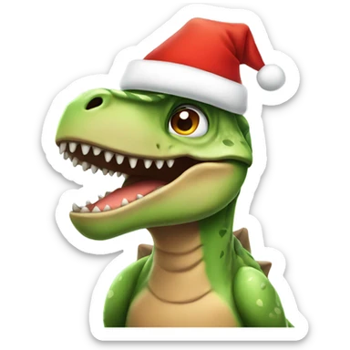 dinosaur in a santa hat sticker