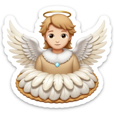 a cream pie flying with angel wings sticker