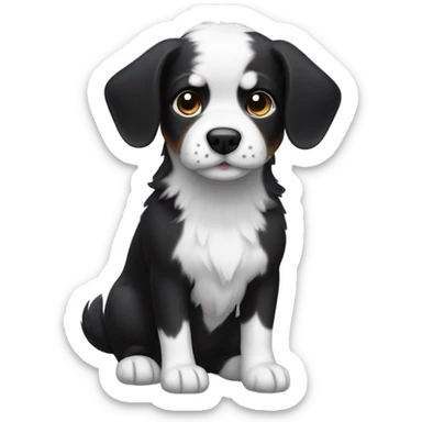 Little black white dog sticker