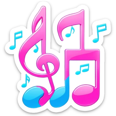 neon pink and blue notes sticker