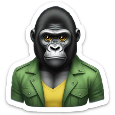 Gorilla with Volodymyr Zelenskyy sticker