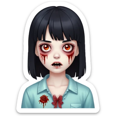 Zombei girl black hair e franj sticker