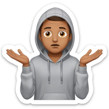 Man in hoodie shrugging his shoulders  sticker
