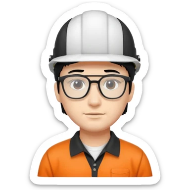 engineer wearing white polo, black hair with headgear sticker