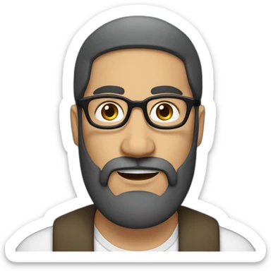 Middle age Arab man with a long blach beard, round glasses and short hair. sticker