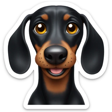 Black dachshund with a smile sticker