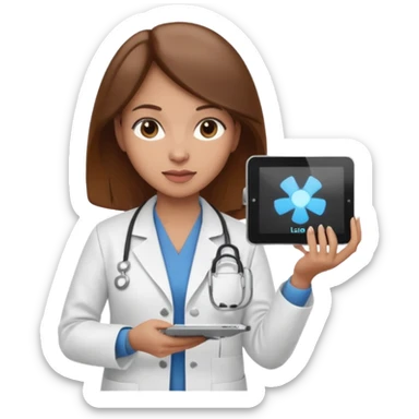 Can you make an emoji of a light skin brown hair ultrasound technician sticker