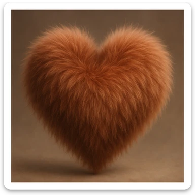 heart with a soft fur texture, realistic digital art style sticker