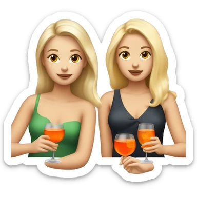 Two girls one blonde and one brown hair drinking aperol sticker