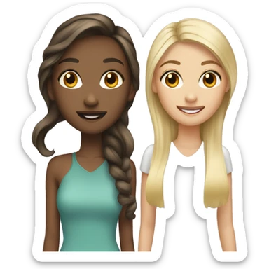 Work besties one with blonde and one with brunette hair sticker