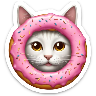 Cat pink donut  sticker
