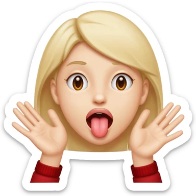 face with its tongue out and hands moving out sticker