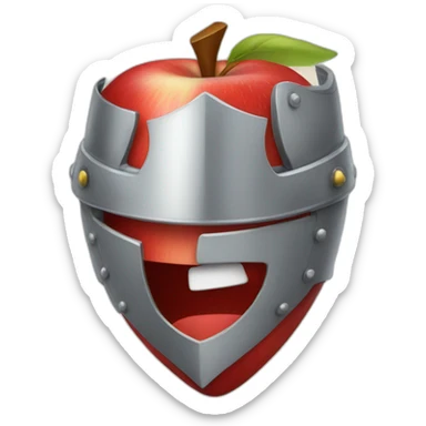 smiling red apple dressed as a knight sticker