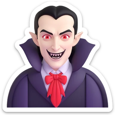Count Dracula with pale skin and vampire fangs sticker