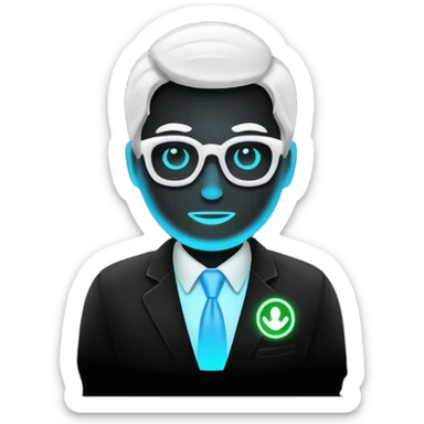 Administrator black white glowing logo icon transparent background sticker