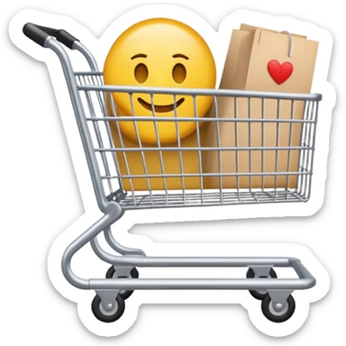 computer with shopping cart overlay, e-commerce, high fidelity, smooth edges, emoji style sticker