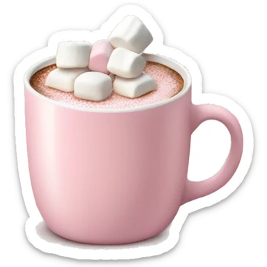 Light Pink mug of hot chocolate with marshmallows  sticker