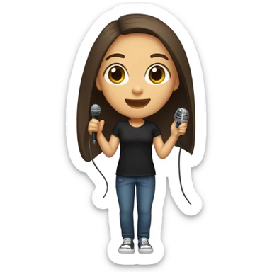 girl-with-brown-straight-hair-brown-eyes-holding microphone black shirt sticker