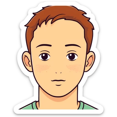Man with freckles, light skin, short brown hair more freckles brown hair not orange hair sticker