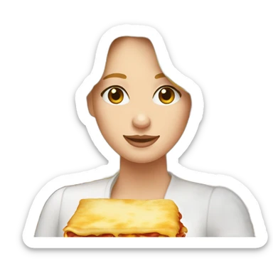 Une jolie blonde qui manges de la lasagne sticker