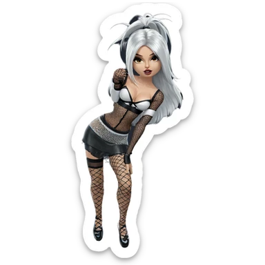 white-haired girl in fishnets sticker