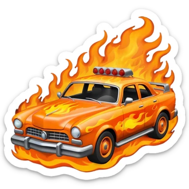 car on fire sticker