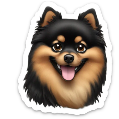 smiling black and tan pomeranian sticker