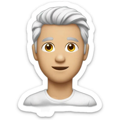 Chad face, jaw line, white hair, ear ring, young man sticker