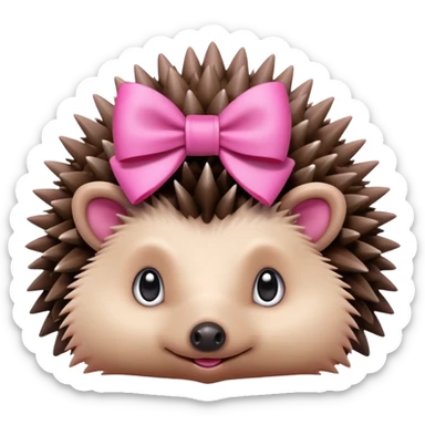 hedgehog with a pink bow sticker