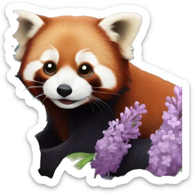 Red panda in lilacs sticker