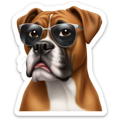 A boxer dog breed with sunglasses on sticker