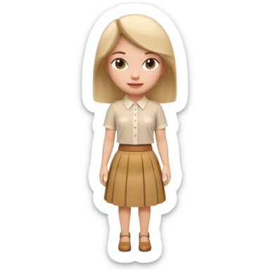 A 3D cartoon outfit with a blouse and skirt arranged together, clean background, natural light, realistic Memoji-style look. sticker
