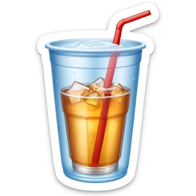 Soft drink in plastic cup (like Starbucks Cup), no logo, closed top. sticker