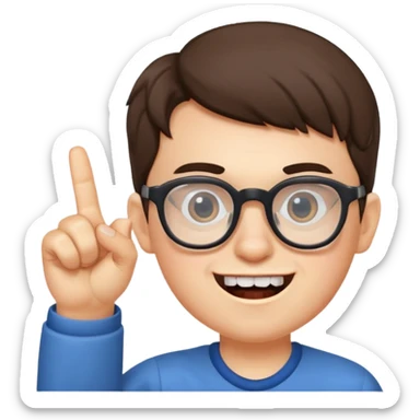Nerd with glasses and one finger up and two teeth sticking out  sticker