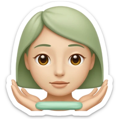 Minimal wellness emoji representing tighter skin and firmness,
subtle lifting effect, smooth contours, calm and natural,
no beauty or cosmetic symbols, soft sage green color palette sticker