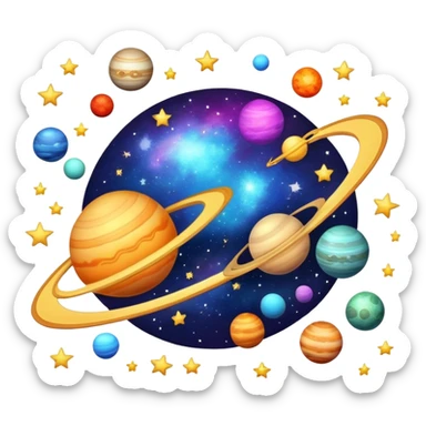 galaxy with stars and planets sticker