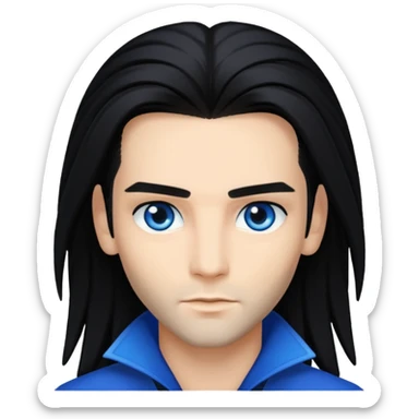 Bill Kaulitz with black long hair sticker