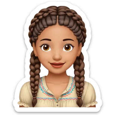 very cheerful latina girl, with braids, with blouse sticker