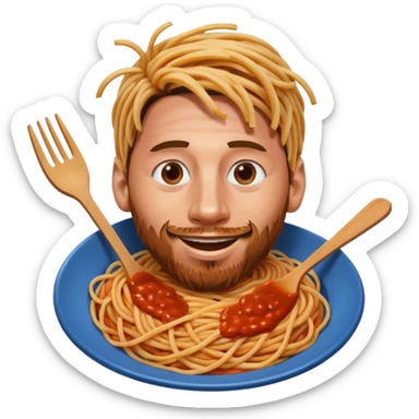 spaghetti in messi's face sticker