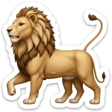 An emoji of a majestic lion from ancient Assyrian art, shown in a hunting scene. sticker