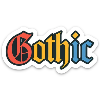 the word 'Gothic' in ornate gothic calligraphy sticker