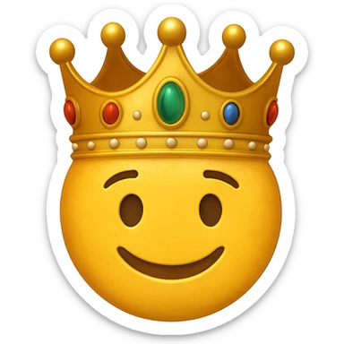 yellow face with gold crown and jewels emoji, digital illustration sticker