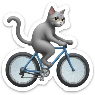 Grey Cat riding a bike  sticker