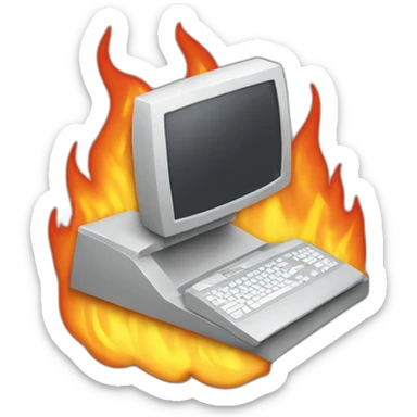 flaming pc workstation sticker
