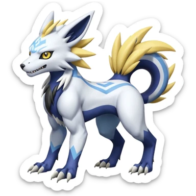 WereGarurumon-Zeraora-Renamon-Absol-fusion-hybrid-creature (full body sticker