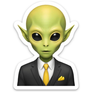 alien with yellow skin, Half body. sticker