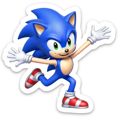 Blue cartoon Sonic character dancing energetically sticker