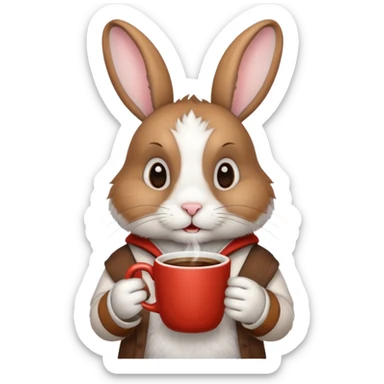 rabbit with coffee sticker